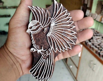 Bird Wood Block Printing Hand Carved Indian Wood Fabric Textile Block Stamp Bird Motif Henna Stamp