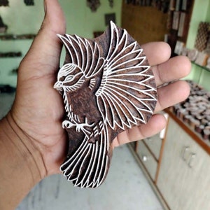 Bird Wood Block Printing Hand Carved Indian Wood Fabric Textile Block Stamp Bird Motif Henna Stamp