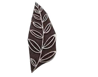 Hand Carved Rosewood Wood Block Stamp: Leaf Motif, 3 Inch