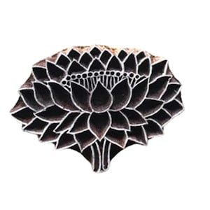 Impression de tampons en bois de lotus, impression de tampons en bois indien sculpté à la main, motif lotus