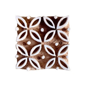 Impression au bloc de bois Tampon textile en bois indien sculpté à la main Grille de cristal Tube graine de vie Tore Tampon fleur de vie Géométrie sacrée