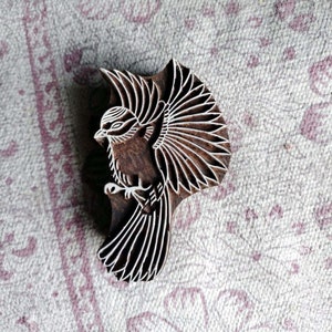 Vogelhoutblokdruk Handgesneden Indiase houtstof Textielblokstempel Hennastempel vogelmotief