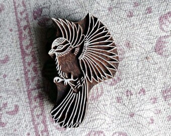 Handgeschnitzter Vogel Holzblock Stempel: Indischer Textildruck (4x4,5 Inch)