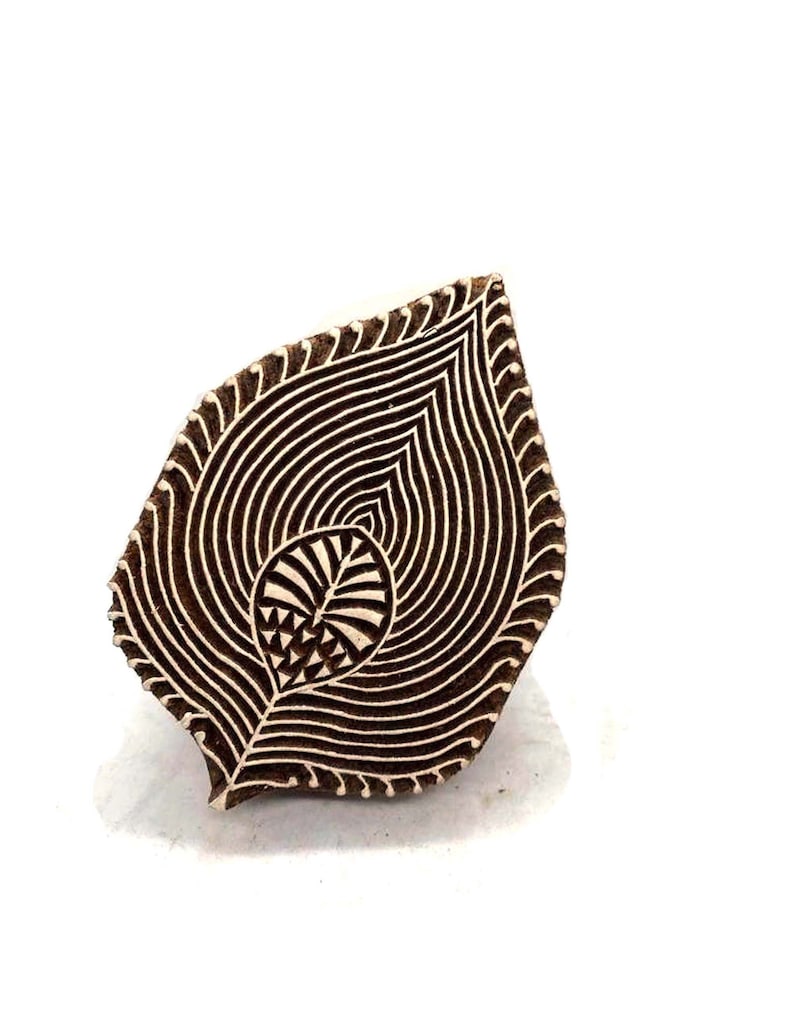 Beautiful Leaf Wood Block Stamp Printing Hand Carved Indian Etsy
