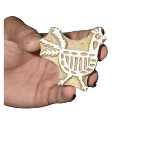 Hand Carved Bird Wood Block Stamp: Indian Textile Printing