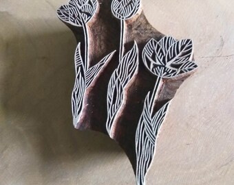 Beautiful Leaf Wood Block Stamp Printing Hand Carved Indian Wood Textile Block Stamp Leaf Motif