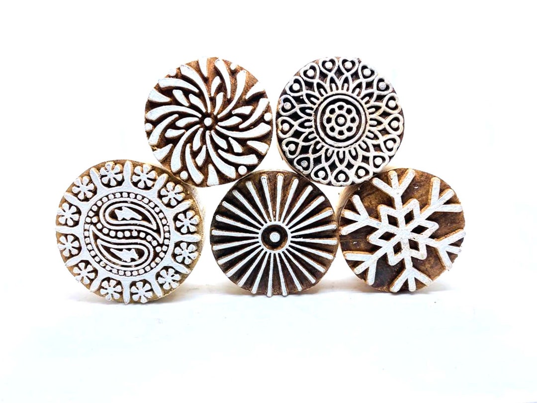 Indian Wooden Block Printing Stamps Hand Carved 4 Cm to 6 Cm Etsy