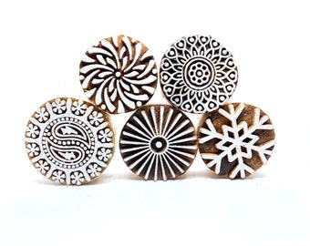 Indian Wooden Block Printing Stamps Hand Carved ( 4 Cm to 6 cm )