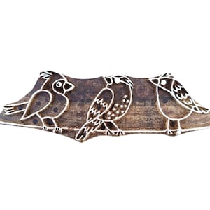 Impression de tampons en bois de beaux oiseaux Tampon en bois indien sculpté à la main, motif oiseau
