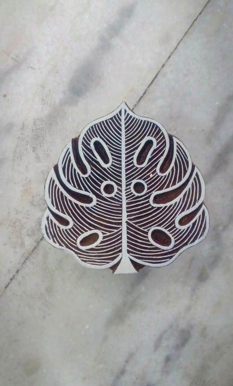 Beautiful Leaf Wood Block Stamp Printing Hand Carved Indian Etsy