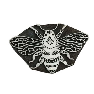 Impression au bloc de bois, motif abeille, tampon textile indien en bois sculpté à la main