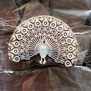 Impression de tampons en bois bel oiseau, impression de tampons en bois textile indien sculpté à la main, motif paon