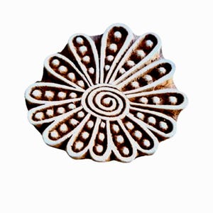 Tampon en bois, pochoir d'impression de fleurs indiennes, motif floral rond, traditionnel, henné, tampon textile en bois sculpté