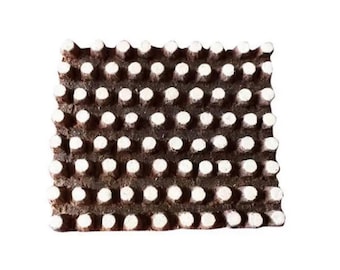 Dotted Wood Printing Block: Hand Carved Indian Textile Stamp