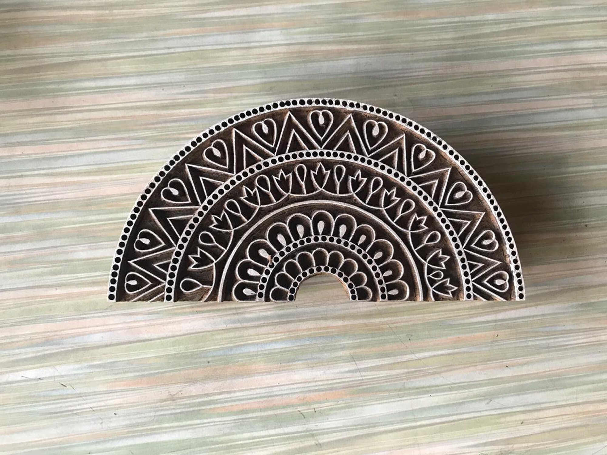 Indian Floral Pattern Wooden Printing Block Stamp Textile Fabric Border 3 Inch