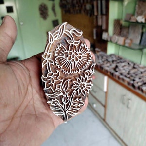 Tampon indien en bois sculpté à la main, tampon de poterie, tampon textile, bloc d'impression sculpté en bois, lot de 9 tampons fabriqués sur commande