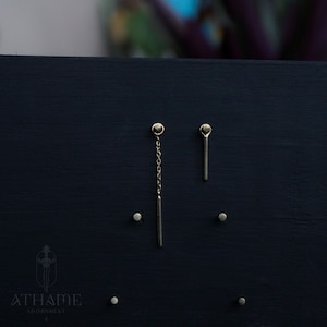 Solid Gold Bar Charm with Chain