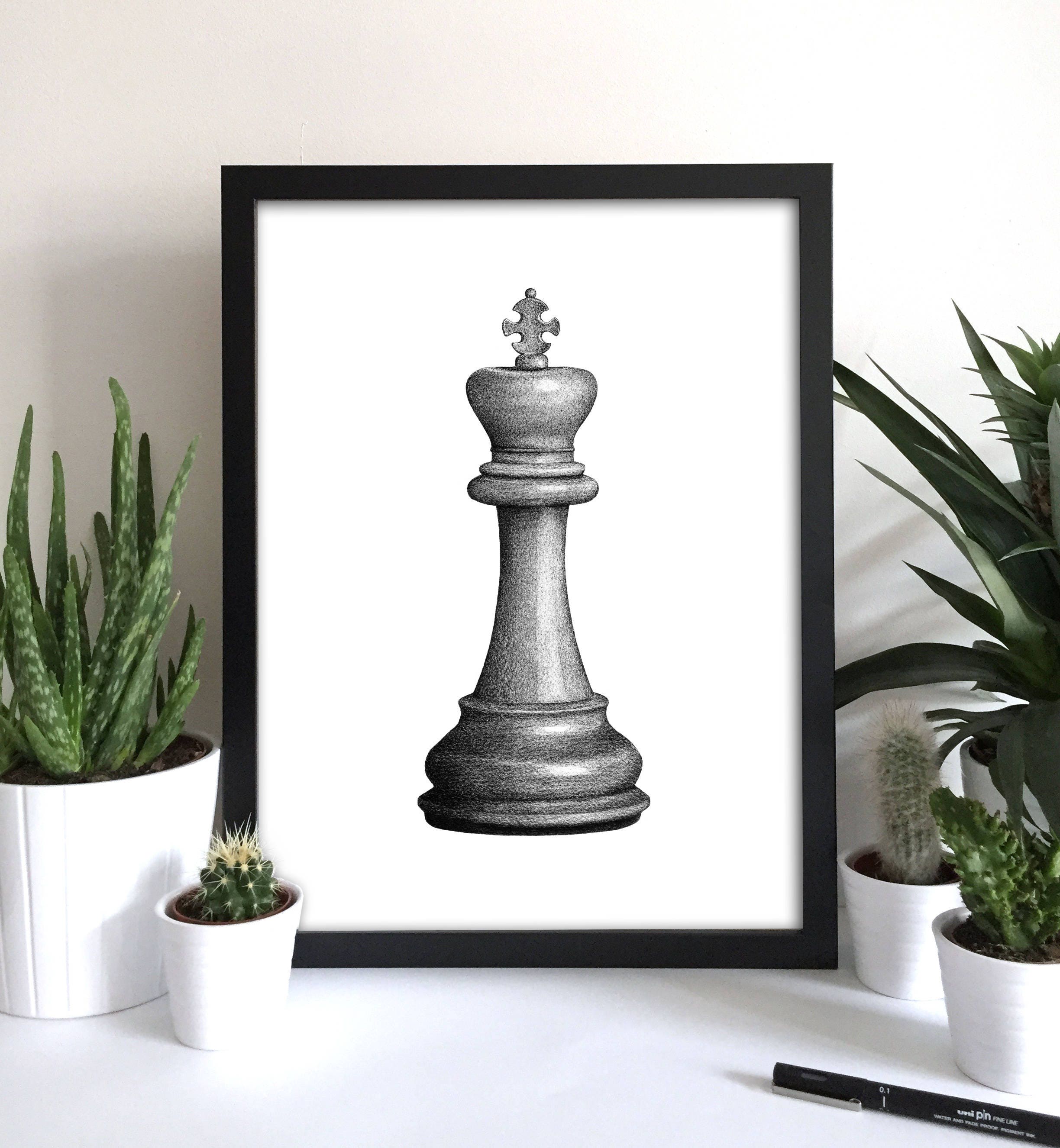 Chess Piece Wall Art Cut-Outs With Pawns, King Queen, Rooks Knights, and  Bishops