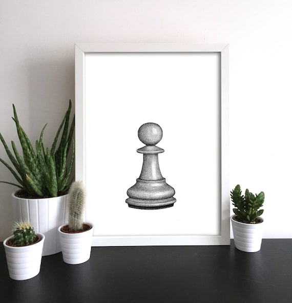 Chess Piece Pawn Print Wall Art Gift Boardgames Idea Home Etsy