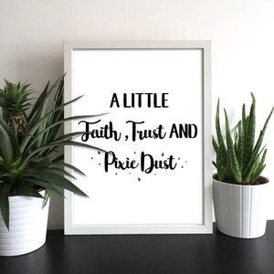 Um pouco de fé confiança e pó de pixie Disney Art Print Disney Wall Art Tipografia Wall Art Quote Print