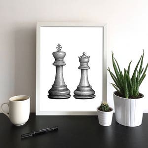 Chess Piece Print Chess Art Chesspiece Knight King Queen Custom Chess Art Custom Chess Wall Art Bespoke Chess Print