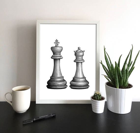 Queen and King Chess pieces | Art Board Print