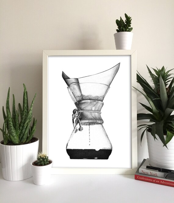 Chemex Art Chemex Print Chemex Coffee Print Coffee Wall Art Coffee Print  Barista Art Barista Print Cafe Art Cafe Print
