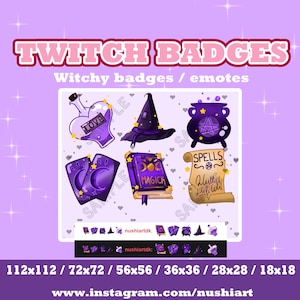 Witch Mystic Sub Badges | Emotes | Tarot | Spells | Magic | Magick | Scroll | Potions | Twitch Art