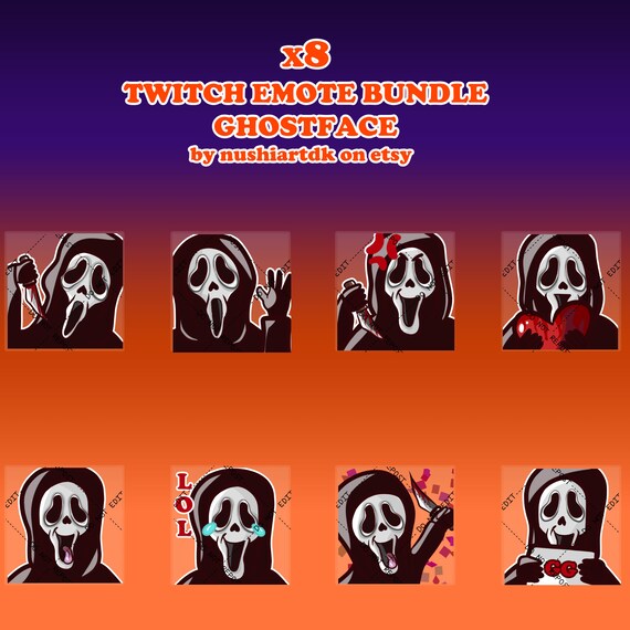 8 Emotes Twitch Ghostface préfabriqués Etsy