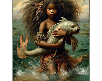 Tarjetas con diseño de sirena: estilo costero, decoración oceánica (juego de 6)