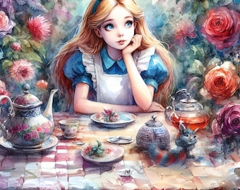 Juego de tarjetas de Alicia en el País de las Maravillas: Estampados artísticos, diseño floral