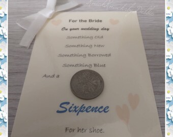 Wedding Day Brides lucky sixpence keepsake gift