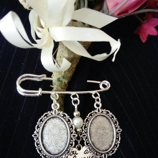 Bespoke - Bride/Groom Handmade Buttonhole, Bouquet, Lapel, Garter Cameo Memory Pin