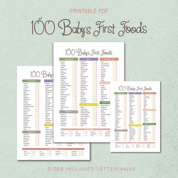 100 first foods checklist for baby led weaning