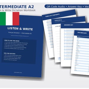 Esercizi di lingua italiana / Quaderno di dettati per principianti A2 / Fogli di lavoro audio con codice QR / Impara l'italiano
