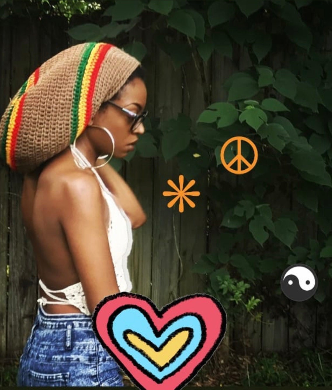 Rasta Crochet Tam, Dreadlock Hat, Medium Rasta Hat, Jamaican Rasta Co…