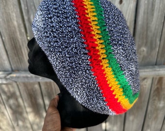 Rasta Black and White, Rasta Dreadlocks, Dreadlocks Hat, Rastafarian Beanie, Rasta Beanie