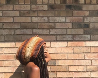Crochet Earth Tone Beanie, Dreadlock Beanie, Dreadlock Crochet Hat, Large