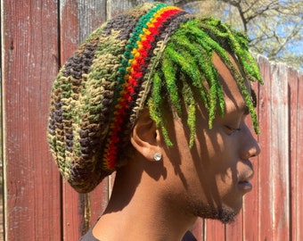 Crochet Rasta Beanie, Small Rasta Beanie, Crochet Rasta Beanie