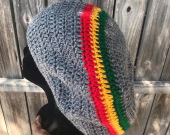Rasta Crochet Tam, Grey, Dread Tam, Dreadlocks Hat, Rasta Dreadlock Beanie