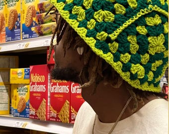 Crochet Bucket Hat, Bucket Hat, Green Crochet Bucket Hat