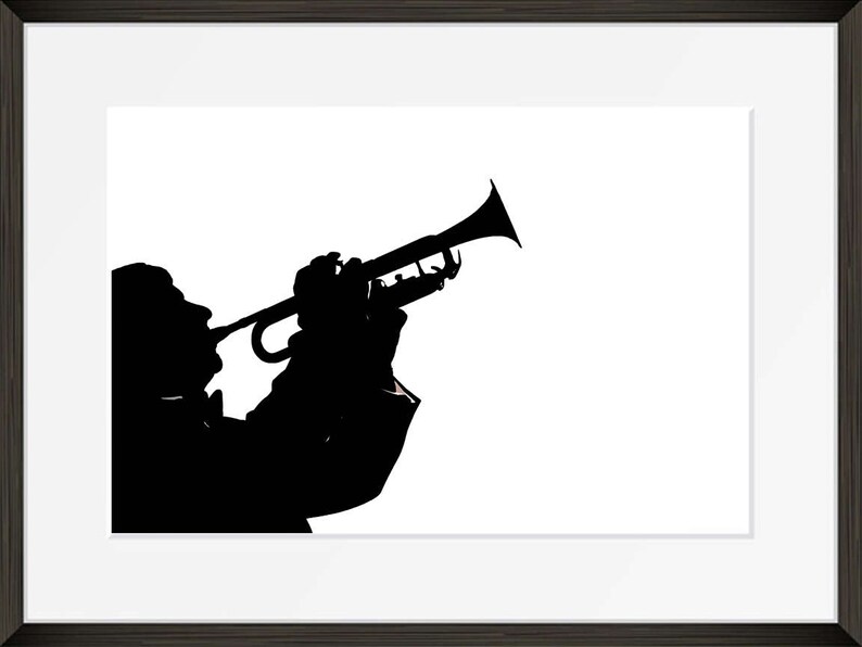 Trumpet Wall Art Print Musical Instrument Trumpetist Black Etsy