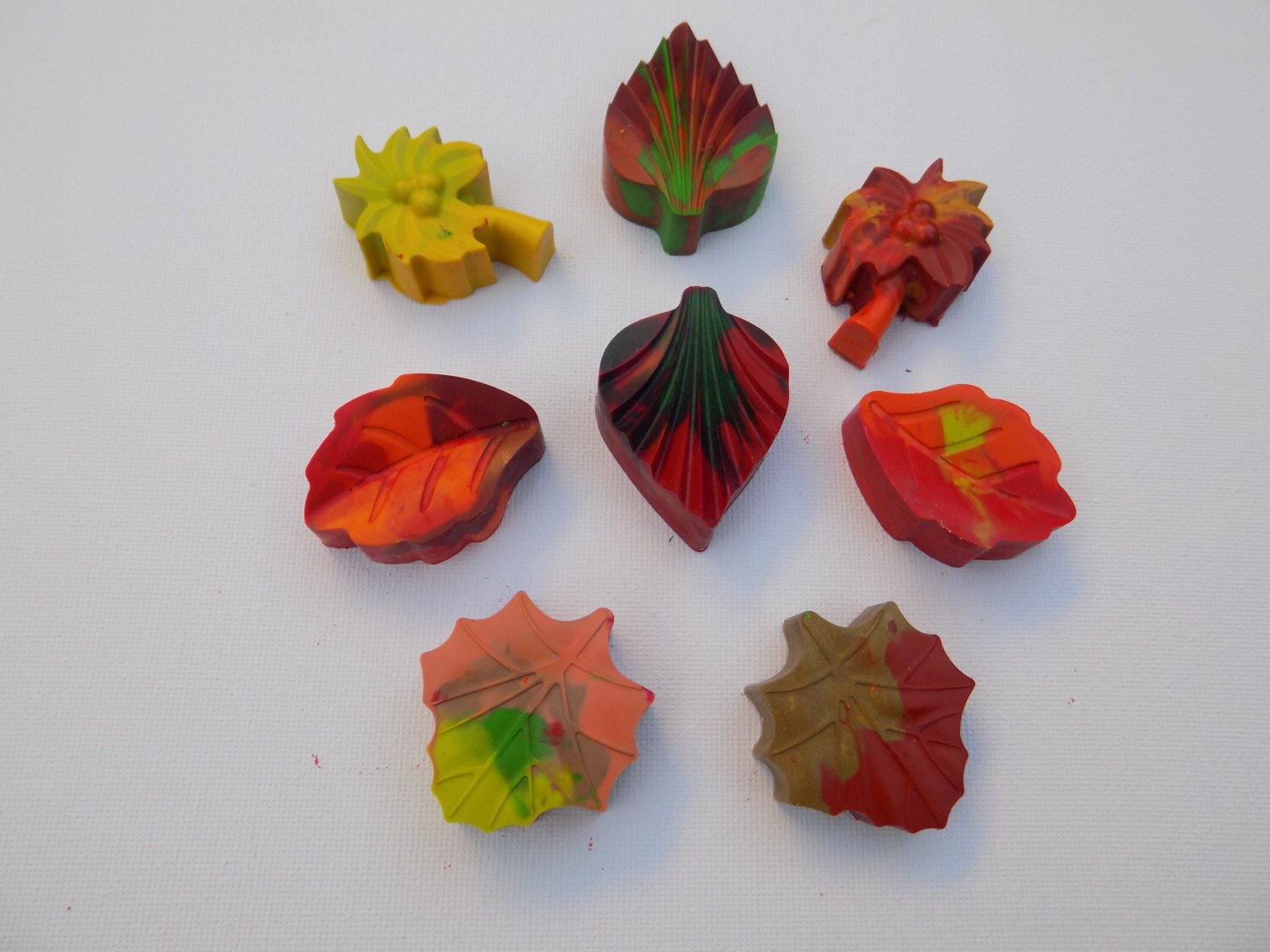 Autumn Leave Wax Crayonsred Orange Green Fall Leaf Etsy