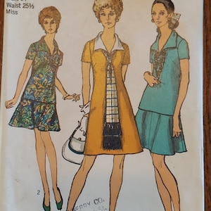Einfachheit 8844 Kleid, Bluse, Rock, Halstuch Vintage 70er Jahre