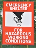 Emergency shelter labels product logo