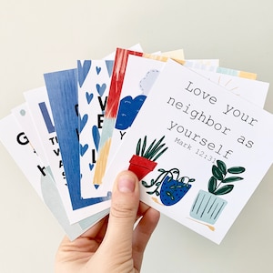 Cartões de Escrituras para Crianças, Conjunto de 8, Versículos sobre o Amor, Cartões de Versículos Bíblicos, Cartões de Encorajamento, Diário Bíblico, Versículo para Memorizar, Baixar