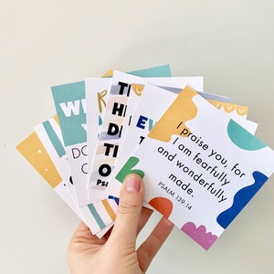 Cartes bibliques pour enfants, versets bibliques à mémoriser pour les enfants, ensemble de versets bibliques, lot de 8, versets sur la louange et le culte, téléchargement immédiat