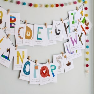 Cartões do alfabeto bíblico, cartões bíblicos da cesta matinal, flashcards do alfabeto, cartões de aprendizagem bíblica para crianças em idade pré-escolar, de A a Z, download instantâneo