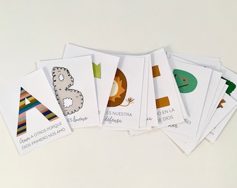 Spanisches Alphabet Bibel Karteikarten: A bis Z Lernkarten (Instant Download)