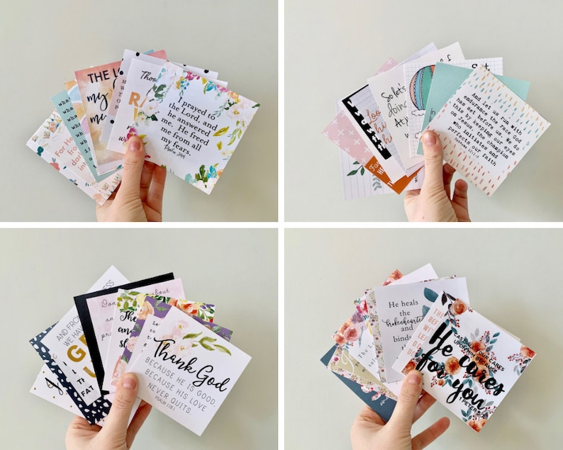 Bible Verse Cards, Scripture Cards, Bundle 1, Set of 32 Scripture Cards, Bible Memory, Download, Bible Journaling, Encouragement Cards image 1